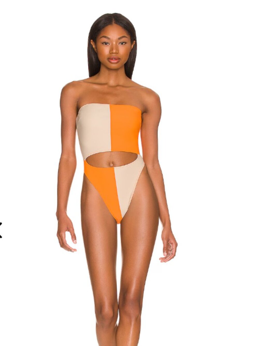 Matthew Bruch Daria Colorblock Cutout One Piece Swimsuit Orange & Taupe